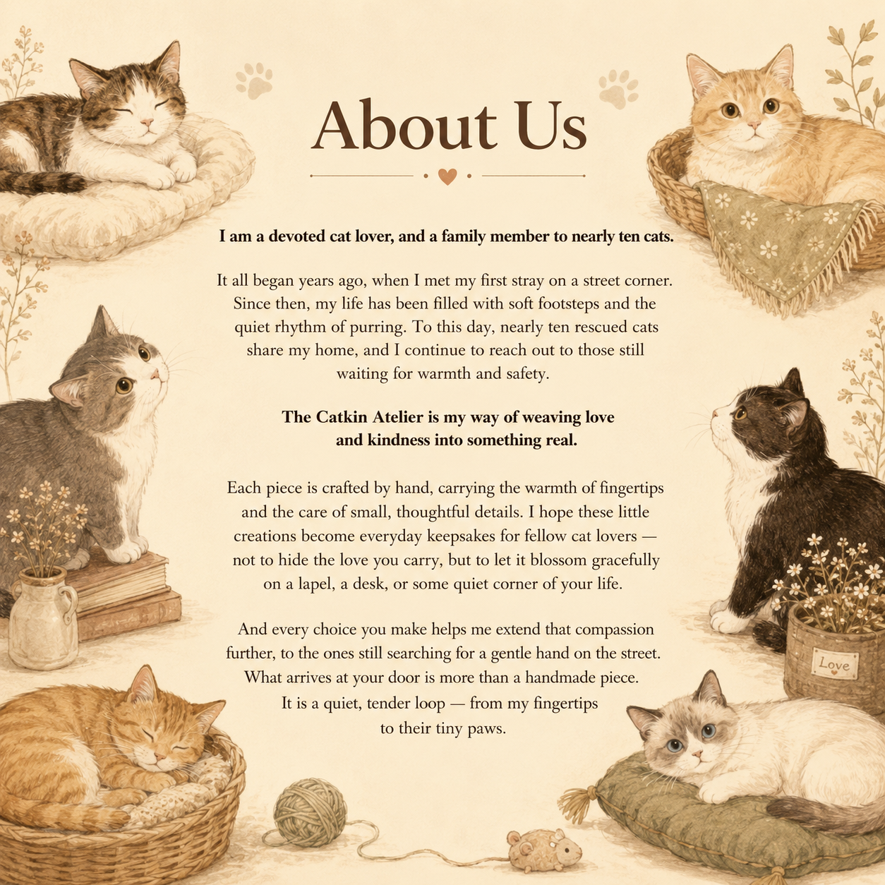Handcrafted Cat Fortune Cups in Golden Sandalwood for Gentle Guidance